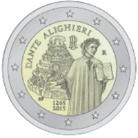 Faccia nazionale della nuova moneta commemorativa da due euro emessa dalla Repubblica Italiana e destinata alla circolazione