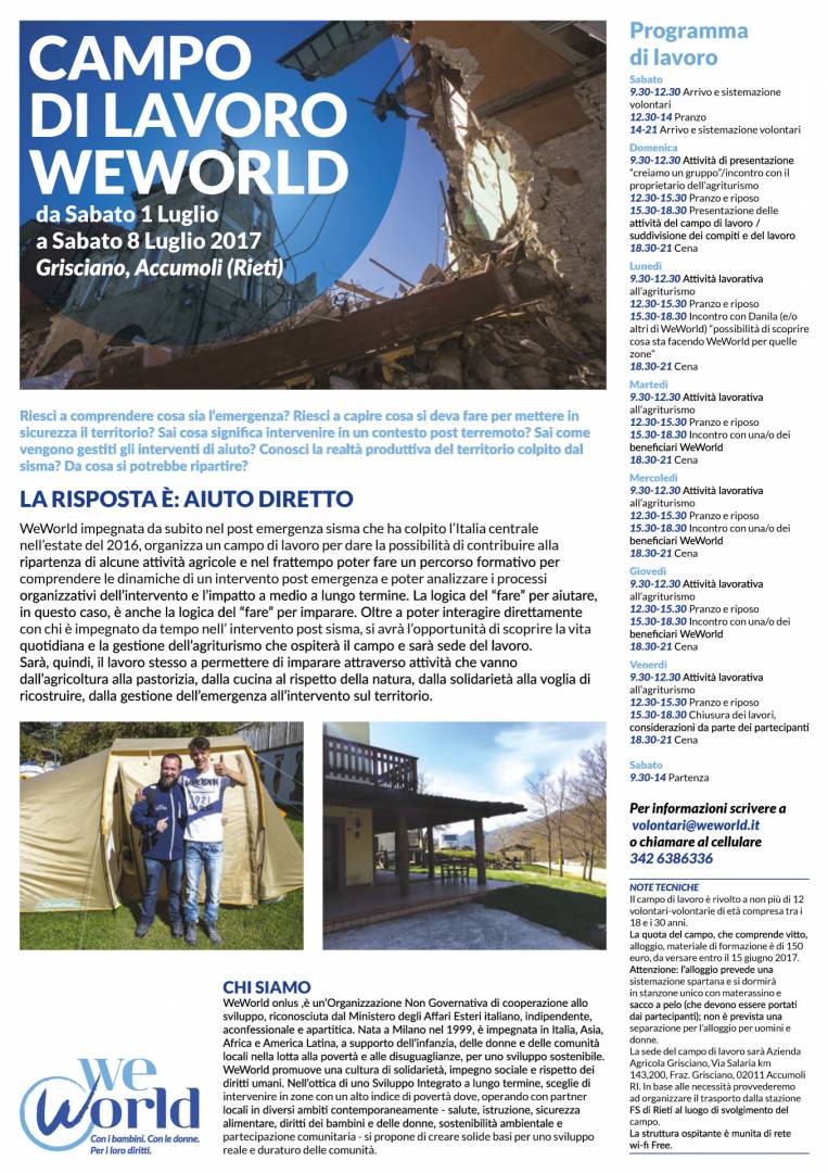WEWORLD AD ACCUMOLI